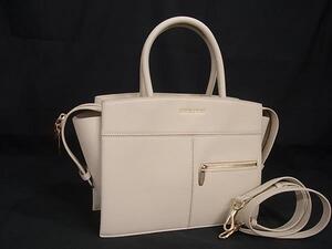 1円 ■極美品■ CHARLES & KEITH チャールズアンドキース レザー 2WAY ハンドバッグ ショルダーバッグ 斜め掛け ライトベージュ系 FI4521