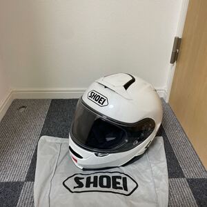 美品 SHOEI ショウエイ NEOTECⅡネオテック2 ルミナスホワイト 白 2021年8月 XLサイズ 61cm システムヘルメット フルフェイス バイク (218)