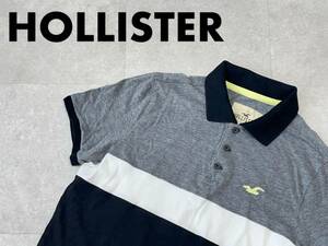 ☆送料無料☆ HOLLISTER ホリスター 古着 半袖 ロゴ ポロシャツ メンズ M ブラック トップス 中古 即決