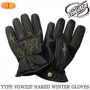 送料0 特価 Vin&Age ヴィンアンドエイジ NAKED WINTER GLOVES ネイクドグローブ 山羊革 VGW22F BLACK-XL エイジング加工 冬用 柔らか goat