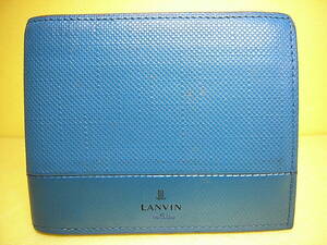 ★★最終ぅ値下げ！★★ 綺麗です！！★★【 LANVIN 】ランバン ブルー レザー 二つ折り 財布 ★★ LANVIN ★★