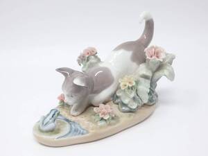 リヤドロ LLADRO ねこ 猫 カエル にらみあい Kitty Confrontation にらめっこ フィギュリン 置物 陶器 YAAOTOA