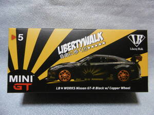 開封未使用品 MINI GT 5 LB WORKS Nissan GT-R Black W/Copper Wheel 右ハンドル