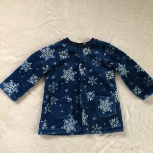 寝巻き　腹巻付き　冬　男女兼用　雪　ブルー　青　モコモコ　もこもこ　中古品　90 赤ちゃん　キッズ　ベビー　1歳　２歳　３歳