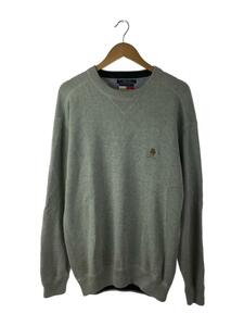 TOMMY HILFIGER◆90S/セーター(厚手)/L/コットン/GRY/0300525-4007/ワンポイント