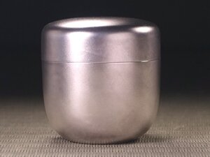 ∇花∇金工師【仁寿】作 純銀製棗 高級茶器 純銀無垢 共箱付 166g