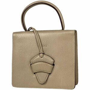 ロエベ LOEWE バルセロナ ハンドバッグ 手提げ ロゴ ハンドバッグ レザー ベージュ レディース 【中古】