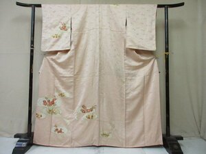 1円 良品 正絹 着物 訪問着 縮緬 式典 和装 和服 観世水 菊 梅 菖蒲 杜若 草花 おしゃれ 高級 袷 身丈156cm 裄64cm【夢職】★★★