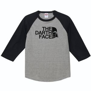 【送料無料】【新品】THE DARTH FACE ダースフェイス 七分袖 長袖 Tシャツ おもしろ パロディ プレゼント メンズ グレー Sサイズ