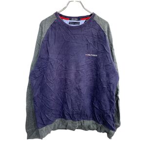 TOMMY HILFIGER トレーナー XLサイズ トミーヒルフィガー グレー ネイビー 古着卸 アメリカ仕入 t2411-3802