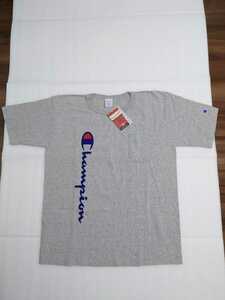 新品！　大人気　USA製　CHAMPION　チャンピオン　T1011　グレー　半袖　L　　Championロゴ　ポケット付　ロゴ　ヘビーウエイト　Tシャツ