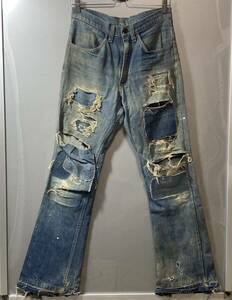 ～1970‘ｓ Vintage ”UNKNOWN” Jeans ビンテージデニム ダメージ クラッシュ リペア ジーンズ ジーパン デニムパンツ