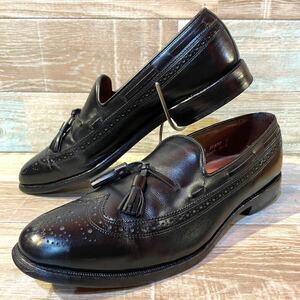 【1992年　米国製】Allen Edmonds アレンエドモンズ Manchester ウィングチップ タッセルローファー US 10 B 28.0cm細め ブラック