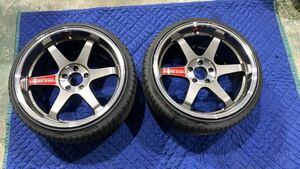 【極美品】RAYS VOLKRACING TE37 SL 5穴114.3 19×10 1/2J +12 2本 レイズ 鍛造 FORGED ガリ傷なし　レイズ　