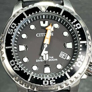 美品 シチズン プロマスター マリン CITIZEN PROMASTER MARINE エコドライブ ソーラー Diver 200m ダイバー ブラック 腕時計 BN0156-05E