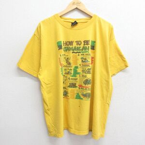 XL/古着 半袖 ビンテージ Tシャツ メンズ 00s ジャマイカン 大きいサイズ コットン クルーネック 黄 イエロー 24jul19 中古