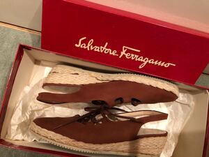 即決★【サルヴァトーレ フェラガモ SalvatoreFerragamo】サンダル ヌバックカーフレザー 茶 サイズ6 23センチ向け レディース イタリア