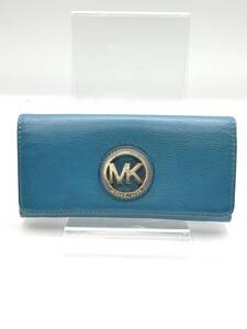 【送料無料】MICHAEL KORS　マイケルコース　二つ折り長財布　レザー　ライトブルー　ロゴ　W19.5　H10