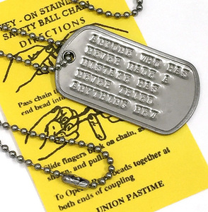 DP-025 名言格言 DOGTAG 挫折を経験した事がない者は何も新しい事に挑戦したことが無いということだ ドッグタグ USA 新品