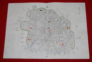 地図 （絵図）兵庫県 但馬國 古地図 木版 江戸時代 歴史資料 インテリア 社会 教材（レターパックライト発送）