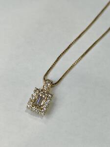 a1073　k18yg　ダイヤモンドネックレス　0.230/0.228ct　スライドアジャスター有　チェーン最大44cm