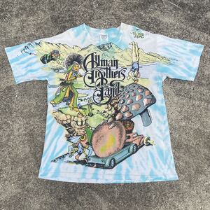 オールマンブラザーズバンド The Allman Brothers Band ビンテージ 90s USA製 タイダイ 総柄 大判プリント ロックバンドTシャツ L ヒッピー