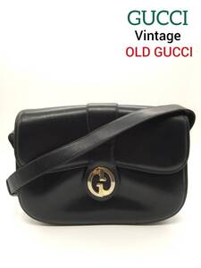 【希少・良品】GUCCI グッチ オールドグッチ ヴィンテージ GG金具 ネイビー ショルダーバッグ