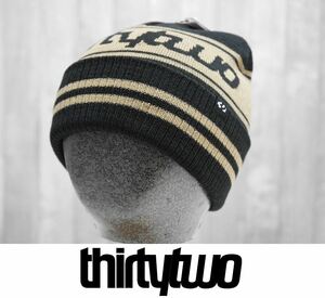 【新品:送料無料】24 ThirtyTwo DOUBLE BEANIE - BLACK/TAN ニット帽 スノーボード 帽子 32 ブーツ