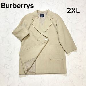 1円〜 【希少2XL ヨコ糸アンゴラ100%】 Burberrys バーバリー チェスターコート ダブル ウールコート レディース ベージュ 15 262