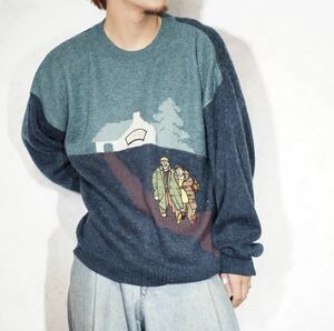 EU VINTAGE DESIGN KNIT/ヨーロッパ古着刺繍デザインニット