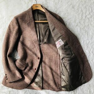 ハリスツイード　【PBM × Haris Tweed】　テーラードジャケット　ブラウン　L 　センターベンド　くるみボタン　ウール　メンズ　68