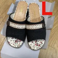 ★デニム★可愛い★サンダル　L（24cm）　4.5cmヒール