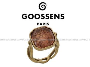 保管品◎GOOSSENS Paris◎#9 リング クリスタル 24K メッキ スクエア カボション グーセンス エストネーション グーセンス パリ 指輪