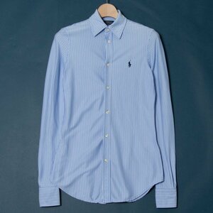 メール便◯ POLO RALPH LAUREN ポロ ラルフローレン サイズXS 長袖 シャツ ストライプ ライトブルー ストレッチ コットン100％ メンズ