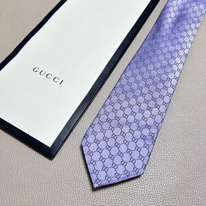 1円 【極美品】 GUCCI グッチ ネクタイ　GG シルク 総柄 ハイブランド ビジネス メンズ 