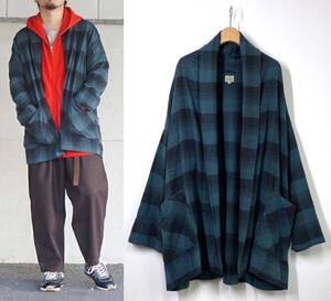 GOLD ゴールド 東洋 TWILL CHECK CARDIGAN ツイル チェック カーディガン ロング M グリーン 緑 ショールカラー コート HA5946