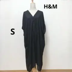 H＆Ｍエイチアンドエム　シャツワンピース　Vネック　モード　シック　黒ブラック