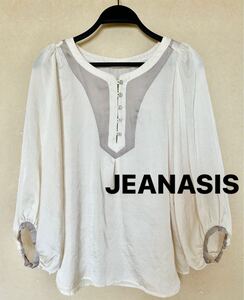 【JEANASIS ジーナシス】ボリュームスリーブブラウス アイボリー トップス プルオーバー ブラウス サイズFREE