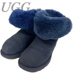 アグ UGG ムートンブーツ ベイリー ボウ ボタン ブルー ファー ミニ