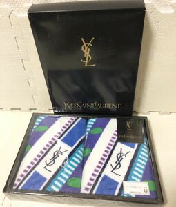 新品未使用品★ YVESSAINTLAURENT イヴサンローラン フェイス タオル 2枚セット 綿100% インテリア お風呂 用品 タオル YSL 家庭 用品