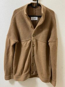 【極希少】Martin Margiela 14 Size M ヨーク切替 厚手 ニット カーディガン ベージュ ブラウン 茶