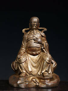 ▽鴻▽ 銅製 泥金 真武大帝像 置物 古賞物 中国古玩 中国古美術