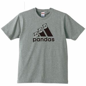 【送料無料】【新品】pandas パンダス Tシャツ パロディ おもしろ プレゼント メンズ グレー XLサイズ