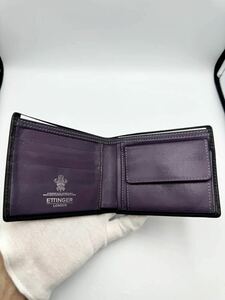 美品　エッティンガー　二つ折り財布　ブラック　パープル　ロイヤルコレクション　小銭入れ付き　メンズ　カードケース　コインケース