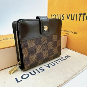 2891【ほぼ極美品】LOUIS VUITTON ルイヴィトン ダミエ コンパクトジップ ラウンドファスナー 二つ折り財布 ウォレット N61668/CA1000