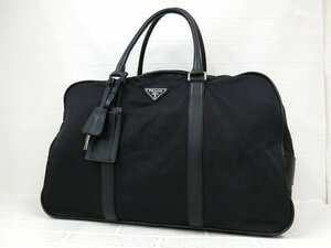 ◆美品◆PRADA プラダ◆ナイロン サフィアーノ レザー 本革◆ボストン バッグ◆ブラック シルバー金具◆イタリア製◆肩掛け◆A8492