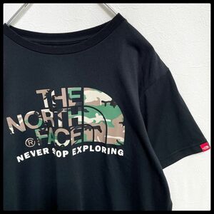 ノースフェイス　THE NORTH FACE　ビッグロゴ　ブラック　迷彩　半袖Tシャツ　メンズ　Mサイズ