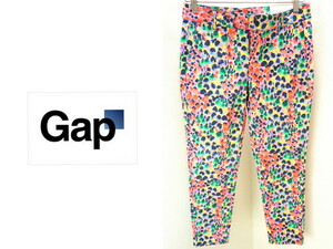 #3239●GAP ギャップ ピンク総柄細身シルエットコットンパンツ