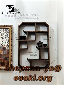 日式 茶碗ラック 茶器展示棚 ソリッド・ウッド 茶道 置物台 材質 桐の木 モダン 茶具収納棚 壁掛け