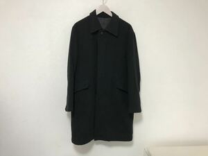 本物タケオキクチTAKEOKIKUCHIウールステンカラーコートジャケットメンズ2M黒ブラック日本製ビジネススーツ